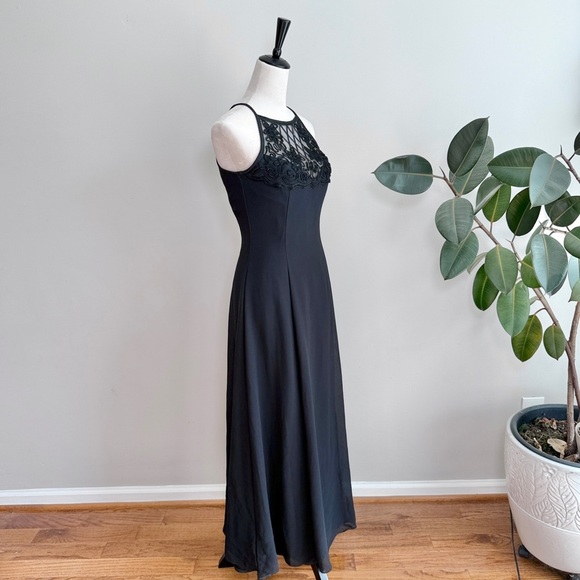 Vintage Scott McClintock Black High Neck Maxi Evening Dress Size 4 - Picture 4 of 7
